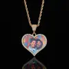 Fotos de Pareja Hip-Hop Europeas y Americanas, Colgantes de Corazón para Fotos, Joyería Hip-Hop con Circonitas Micropavimentadas, Collares con Marco de Corazón para Fotos al por Mayor