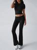 Traje de Pantalón Corto de Manga Corta de Yoga Europeo y Americano Multicolor Deportivo Casual Ceñido que Muestra el Ombligo para Mujer Verano Cómodo Pantalón Ligeramente Acampanado Camiseta