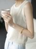 2023 Verão Estilo Coreano Sleeveveless Vest Mulheres Crewneck Preto Micro-transparente All-match Soft Breathable Knitted Top Trendy