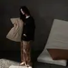 Pijama de Algodão para Dormir Bem, Estilo Primavera e Outono, 100% Algodão, Feminino, Estampa de Leopardo Marrom, Manga Longa Fashion, Algodão Macio, Novo Conjunto para Casa