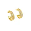 Pendientes Populares Transfronterizos Completamente Incrustados en Diamante con Forma de C, Pendientes Clásicos de Hip-Hop Europeos y Americanos para Hombres y Mujeres, Pendientes de Aro Personalizados Universales para Mujeres