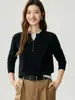 Suéter Falso de Dos Piezas Medio Abierto 100% Cachemir Moda Femenina Bloque de Color Holgado Manga Larga Otoño Invierno Versátil Jersey de Punto
