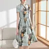 Vestido de verano para madre de mediana edad, estilo occidental, elegante falda larga de verano para mujer de mediana edad y mayor, para cubrir el vientre.