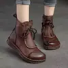 Botines planos de estilo étnico retro para mujer, nueva colección otoño/invierno 2026, modernos, de suela suave, versátiles, cómodos, de punta redonda, botines tipo mom