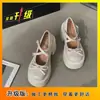Novos Sapatos Mary Jane de Couro Estilo Fada Branca 2025 para Mulheres, Estilo Retro Versátil de Verão, Aumentam a Altura para Pessoas Baixas, Adequados com Vestidos