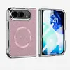 Adecuado para iPhone Duo: funda de teléfono magnética plegable con acabado electrochapado brillante, película protectora integrada y diseño a prueba de caídas