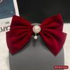 Vermelho grande arco hairpin feminino chinês nupcial casamento cocar veludo borla hairpin acessórios para o cabelo Ano Novo cocar flor