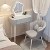 Tocador blanco sencillo para dormitorio, tocador moderno minimalista para apartamento pequeño, tocador de maquillaje calmante estilo wabi-sabi crema de lujo ligero