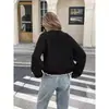 Cardigan suéter com blocos de cor estilo europeu e americano para outono e inverno, folgado de manga longa com design de amarração, jaqueta de tricô casual para mulheres, Amazon