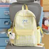 Mochila de estilo japonés ins con bloques de color a cuadros para estudiantes de secundaria y universidad, mochila de viaje con lazo y cinta para chicas