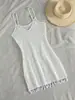 Suministro exclusivo de comercio electrónico transfronterizo desde la fábrica, al por mayor directo en stock: blusa semitransparente de tirantes finos, con estampado ondulado y dobladillo de flecos
