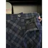 Tres Estándares Completos, Calidad Tmall, Borde de Cinco Líneas, Falda de Pana Azul-Gris a Cuadros Cepillada, Engrosada para Otoño e Invierno