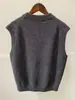 Colete Retrô Sem Manga Gola Redonda, Peça de Outono Tricô Feminino Lã Cashmere, Colete Suéter em Camadas Estilo Francês