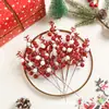 En stock: 15 piezas de guirnalda de vid artificial de fruta cereza de Navidad de dos tonos rojo-verde, rojo-blanco y dorado-rosa, accesorios decorativos