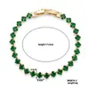 Novo bracelete de corrente de tênis com zircônia de cobre verde maçã de alta qualidade, moderno e versátil, acessório de pulso unissex de nicho