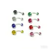 Anéis de Umbigo com Glitter Transfronteiriços em Estoque na Fábrica, Piercings de Barra Flexível de Acrílico para Umbigo, Joias de Piercing Multicores para Umbigo