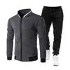 Sudadera Transfronteriza 2025 Sudadera Bloque de Color Traje Sudadera Traje Casual para Hombre con Capucha Vellón de Abeto Conjunto de Dos Piezas Fabricante Venta al por Mayor