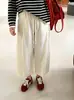Pantalones tipo globo elásticos a la cintura con cordón para mujer de talla grande, estilo otoño 2026, pantalones casuales cropped holgados y versátiles para mujeres de talla grande