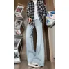 Jeans de verano para hombre de color azul claro, finos, de pierna recta con un ligero ensanchamiento, pantalones acampanados anchos y holgados para hombre