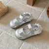Zapatos de Princesa de Malla Transpirable para Niñas 2026 Verano Nuevos Mocasines Plateados para Niños Suela Suave Antideslizante Zapatos de Piel