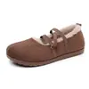 Zapatos de algodón para mujer, invierno 2026, versátiles, punta redonda, boca poco profunda, hebilla de moda, zapatos tipo mamá, casual, cómodos, resistentes al desgaste, ligeros