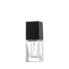 Botella Cuadrada Transparente de Vidrio para Loción Esmerilada Portátil Botella Dispensadora de Aceite Esencial Cosmético Botella Vacía