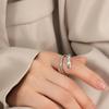 Moda Viajero Simple Personalidad Joyería Geométrica Diseño de Puntadas de Línea de Doble Capa Sentido de Uso Apilado Viento Acero de Titanio Anillo Chapado en Oro