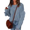 Top de tricô feminino com losangos e franjas, soltinho, outono e inverno, estilo europeu e americano, cor sólida, gola redonda, pullover, feminino, Amazon