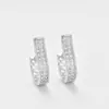 Pendientes de Clip para Mujer con Fila de Diamantes de Zirconia en Forma de Seis, Diseño de Nicho, Exquisitos y Versátiles, Pendientes de Lujo Ligero y Sencillos