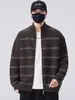 Cardigan de Tricô com Listras em Cores Contrastantes Masculino Texturizado Gola Alta Outono e Inverno Novo Peça de Roupa Superior Tendência Coreana