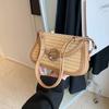 Bolso de Paja de Verano Exterior Individual Súper Popular para Mujer 2025 Nuevo Bolso Cruzado Versátil Bolso de Hombro Único Bolso de Axila Bolso Cuadrado Pequeño Exquisito