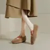 Zapatos de Piel de Oveja Estilo Francés Mary Jane Peludos de un Solo Zapato Modelos Nuevos Primavera, Otoño e Invierno 2026 con Forro Polar Adicional, Zapatos de Ballet con Cordones