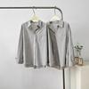 Camisa Casual de Manga Longa Listrada Azul Estilo Retro de Hong Kong de Alta Qualidade Camisa para Sobrepor Camisa Top com Proteção Solar para Mulheres
