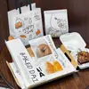 Bolsa de embalaje de pan de dibujos animados, bolsa de tote para postres, bolsa de embalaje para hornear, pan tostado, bagel, croissant, bolsa de papel kraft para llevar