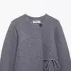 Ropa Europea y Americana de Mujer Transfronteriza, Chaqueta de Punto de Moda Más Vendida en Aliexpress con Puños de Hendidura