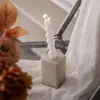 Portavelas de Columna Cuadrada de Cerámica, Decoración Retro Francesa, Portavelas Romántico para Cena a la Luz de Velas, Adorno Suave para Fotos