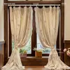 Estilo Crema Francés Estilo Pastoral Princesa Cortinas de Encaje Tela de Doble Capa Gasa Integrada Oscurecimiento Cortina para Puerta de Ventana Abuhardillada Dormitorio Beige