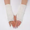 G625 Guantes de Flor de Piña Corta Venta Transfronteriza Otoño e Invierno Tejidos de Lana Mangas Falsas para Mujer Heattech y a Prueba de Frío Mangas para Brazos de Medio Dedo