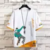 Marca de Moda de Verão Tendência Solta Inst Camiseta Masculina de Manga Curta Camiseta Casual Masculina Roupa Masculina de Verão