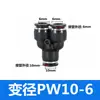 Conector de Mangueira de Ar Reta PU Conector Rápido de Três Vias PE Adaptador Redutor PWPG 6-8/PY Conexão Pneumática Azul-Preto Branco