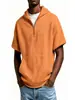 Sudadera con capucha para hombre de estilo gofre, nueva de verano, para comercio exterior transfronterizo, informal, de manga corta, estilo europeo y americano, con cremallera, top pullover