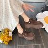 Mocasines para Mujer 2025 Otoño Nuevos de Gama Alta con Perlas y Cordones Planos Todo Incluido para Personas Bajas Zapatos de Plataforma Zapatos Birkenstock