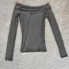 Camiseta de Manga Larga Rayada Sexy de Moda Harajuku Casual Versátil Retro Elegante Off-Shoulder Nueva Estilo Coreano Ins