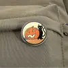 Broche Metálico de Gato Preto e Abóbora de Halloween Desenho Animado Distintivo de Festival Pin Acessórios de Decoração de Personalidade de Halloween