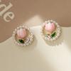 Pendientes de tulipán para mujer, bonitos y dulces pendientes de flores rosas, diseño de nicho, pendientes de perlas frescas de alta calidad.