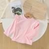 Roupa íntima térmica de veludo infantil Camisa de base para meninas Primavera e Outono Roupas de outono para meninas Top de peça única Gola meia alta infantil Bebê