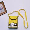 Bolso para teléfono móvil de estilo coreano con diseño de panda pequeño, bandolera de punto, bolso de mano con solapa, bolso informal para salir