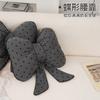 Almofada de Sofá Preta com Bolinhas e Laço Casual Decoração de Casa Escritório Assento Macio e Confortável Suporte Lombar
