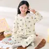Pijama Nuevo Estilo Nube de Algodón para Primavera y Otoño para Niñas, Sencillo y Elegante, Delgado, Lindo, con Adorno de Encaje, Manga Larga y Pantalón Largo, Ropa para el Hogar