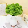 Crisantemo de Bola Artificial de Venta Caliente Transfronteriza con Hojas, Planta Verde Estilo Nórdico Decoración Suave Arte Floral para Hoteles, Exhibición de Ventana Crisantemo de Ping Pong